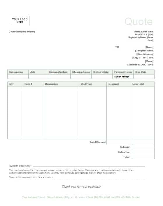 9 Quotation Templates Word Excel Free Formats Excel Word