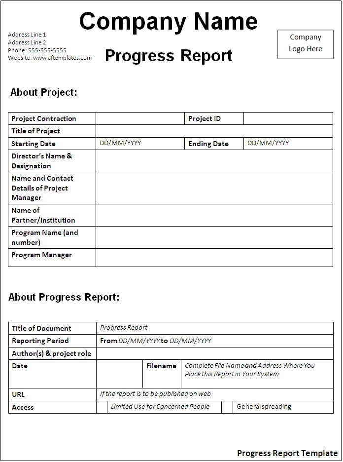 Employee Progress Report Template Excel