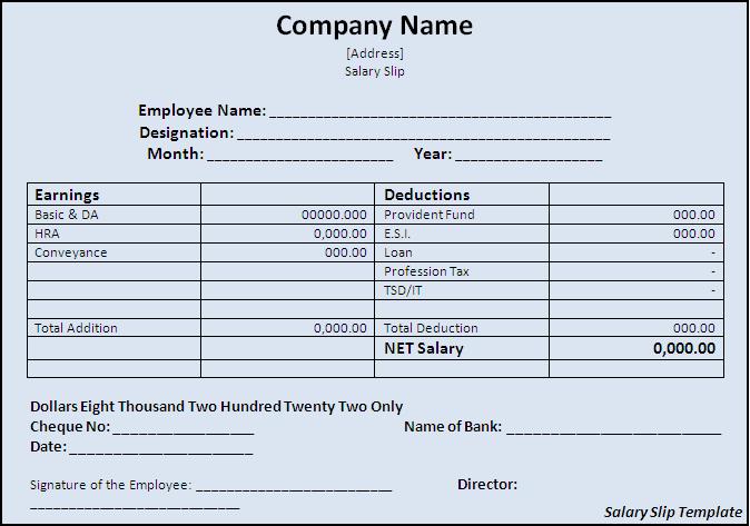 salary slip format in word salary certificate format in word