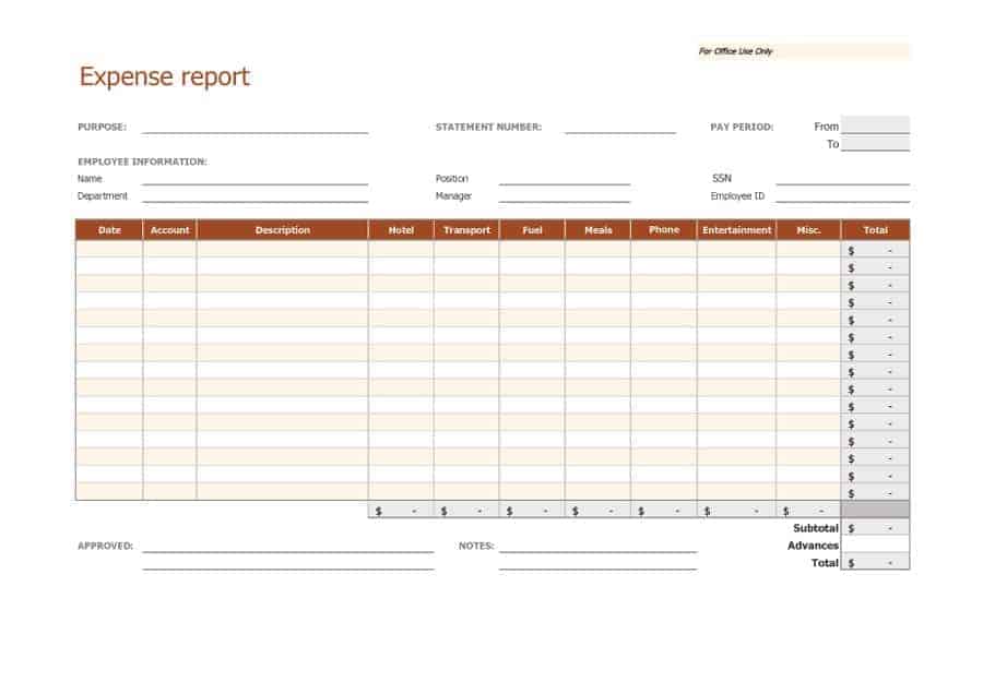 6 Expense report templates Word Excel Free Formats Excel Word