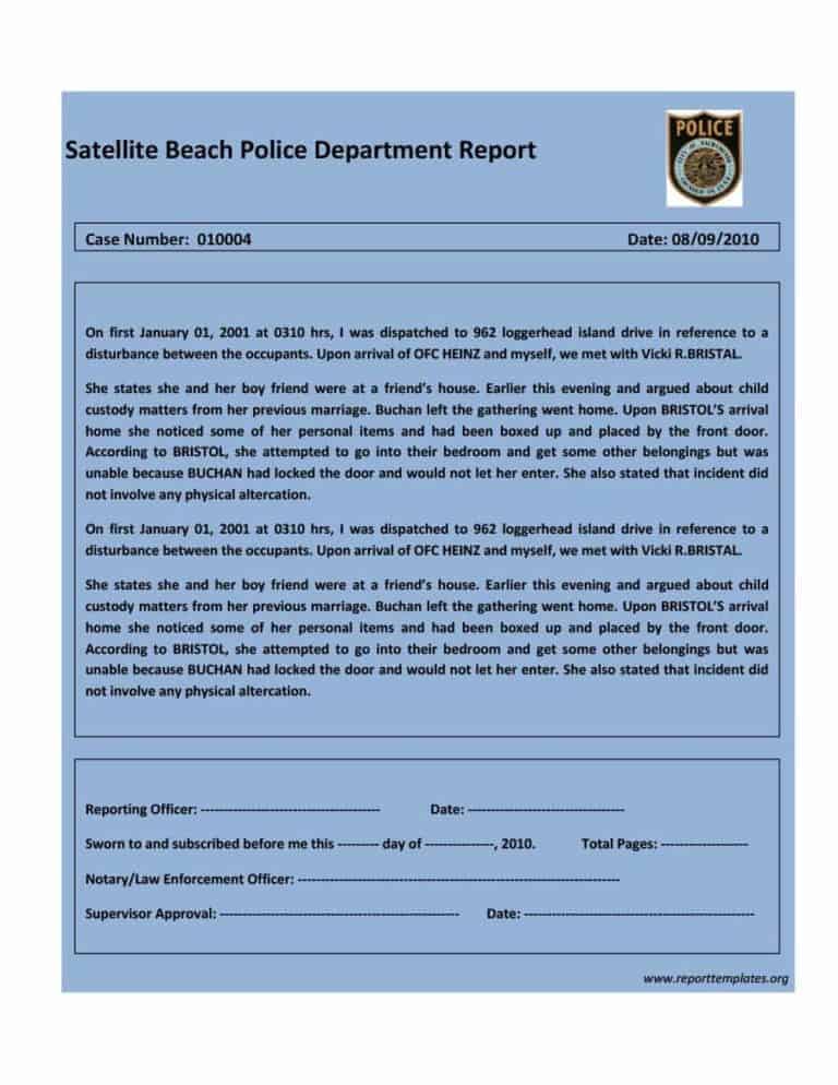 7 Police Report Templates In Word Pdf Free Formats Excel Word