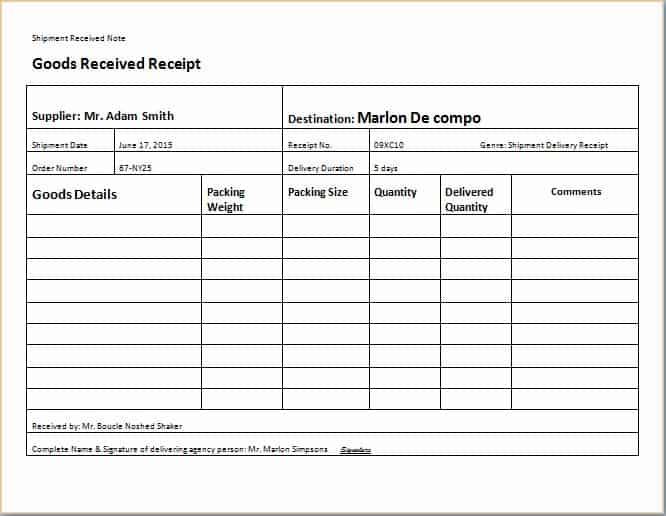 6 Delivery Receipt Templates in Word Excel Formats Free Formats Excel